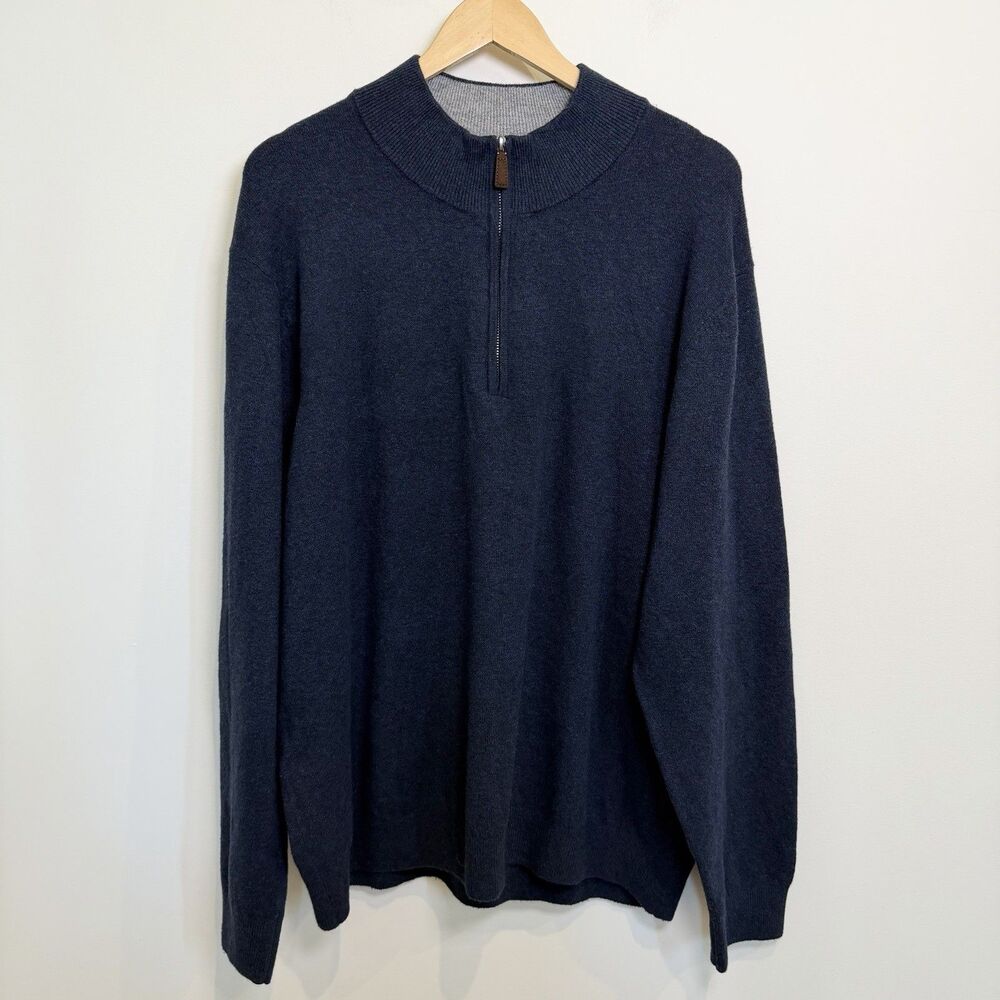 Faherty Sweater Mens XXL  Navy Blue Jackson 1/4 Zip Classic Warm Capsule